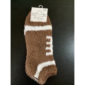 Worlds Softest Socks Cozy Collection Football Size 6-11 Brown And White